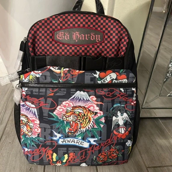 Ed Hardy Black and Colorful Graphic Backpack Ed Hardy | Bags | Ed Hardy Black Graphic Backpack | Poshmark main image 2